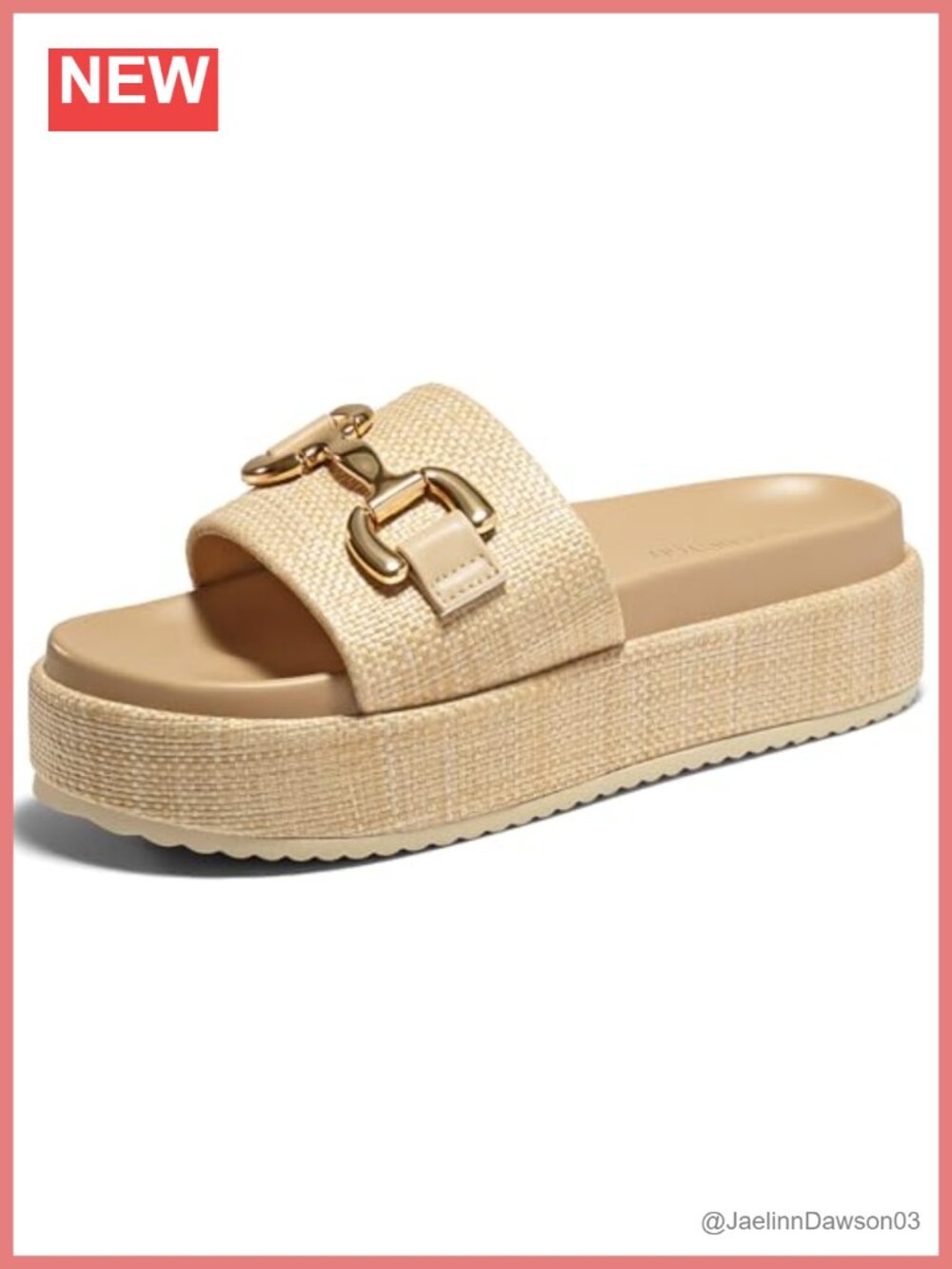 Womens Platform Sandals Raffia Espadrilles Metal Chain Slip on Open Toe Cute